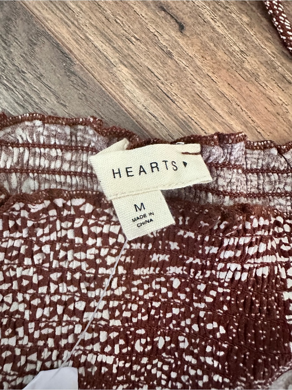 Pacsun Rust and Cream Smocked Patchwork Tube Top with Tie Straps - Picture 4 of 6